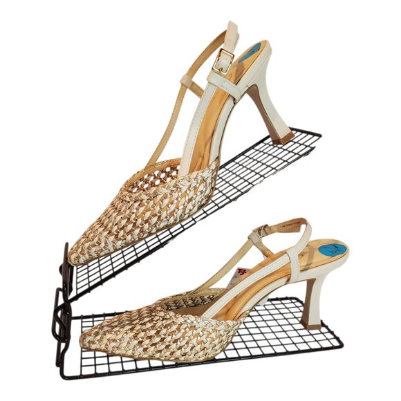 NWT JESSICA SIMPSON SZ 7.5 Women's Woven Cream & Gold-toned Heeled Sandal - Picture 1 of 9